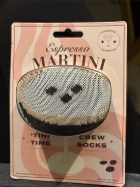 Espresso Martini Crew Socks - Brown, Cream & Black